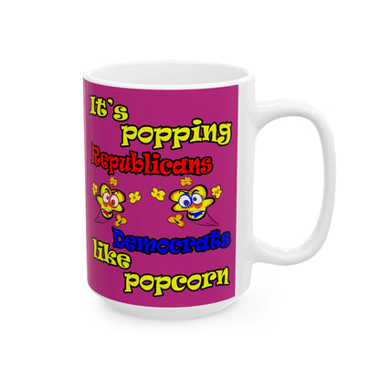 popping like popcorn - White Mug (pink)