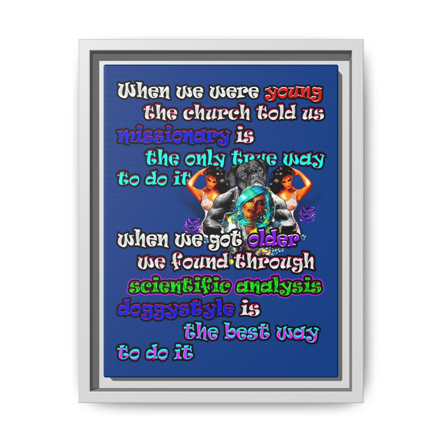 doggystyle - framed canvas art (dark blue)