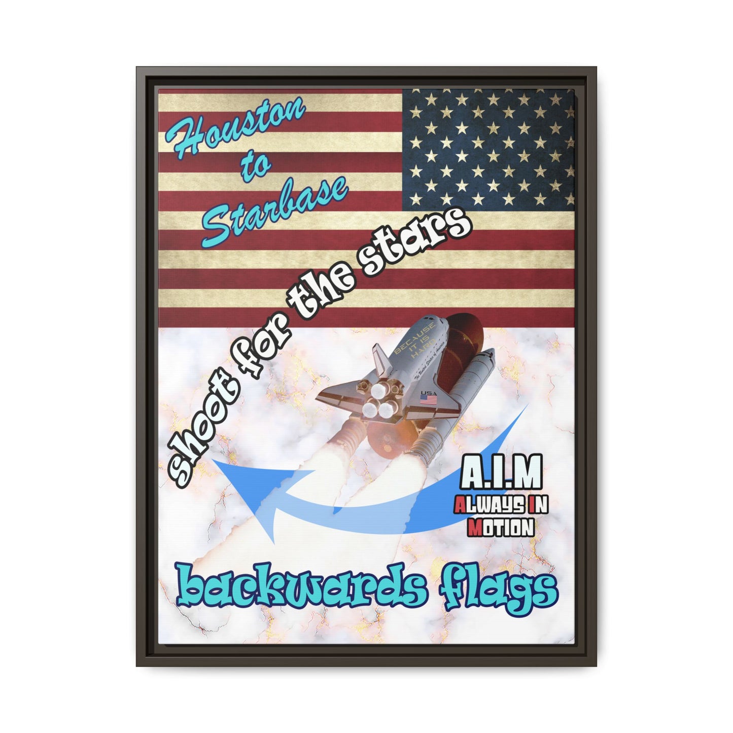shoot for the stars - framed canvas art (white marble)