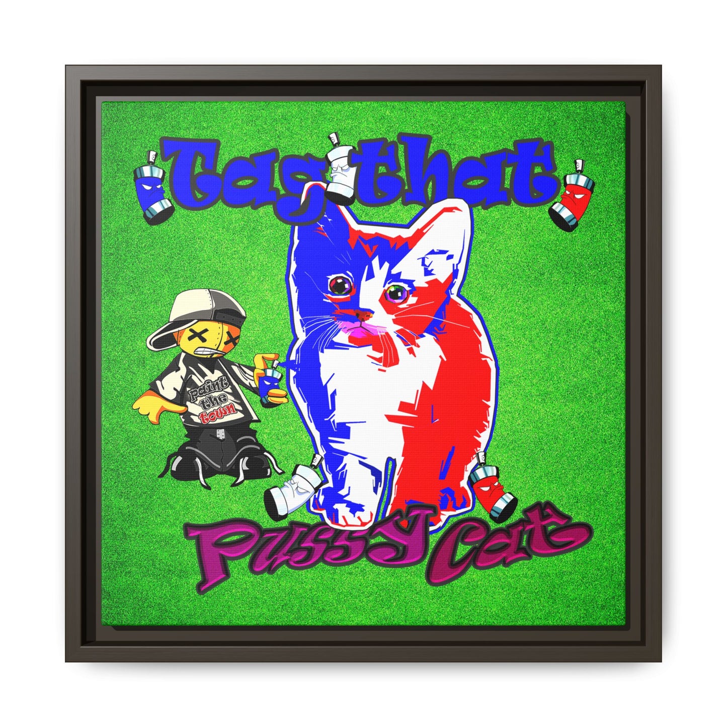 tag that - framed canvas art (green turf)