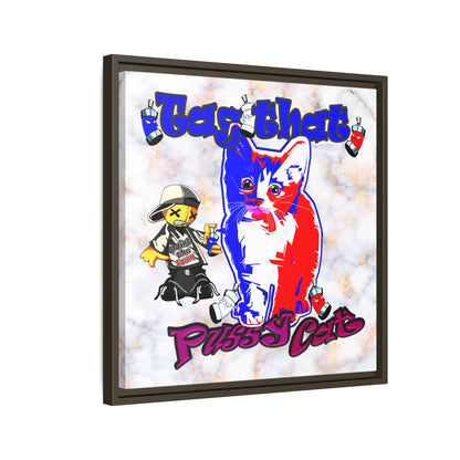 tag that - framed canvas art (white marble)