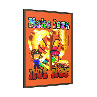 love peace - framed canvas art (orange)