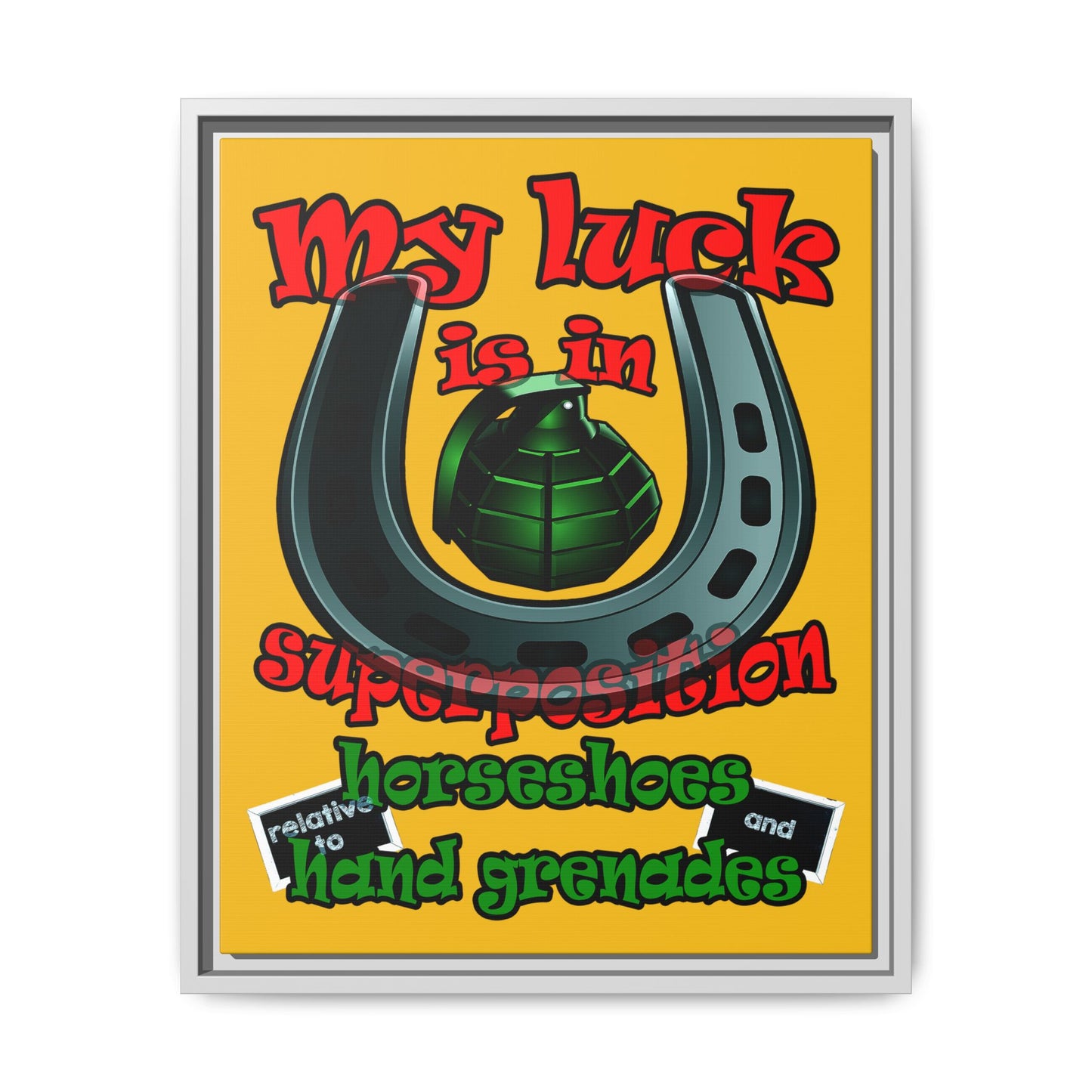 my luck - framed canvas art (yellow)