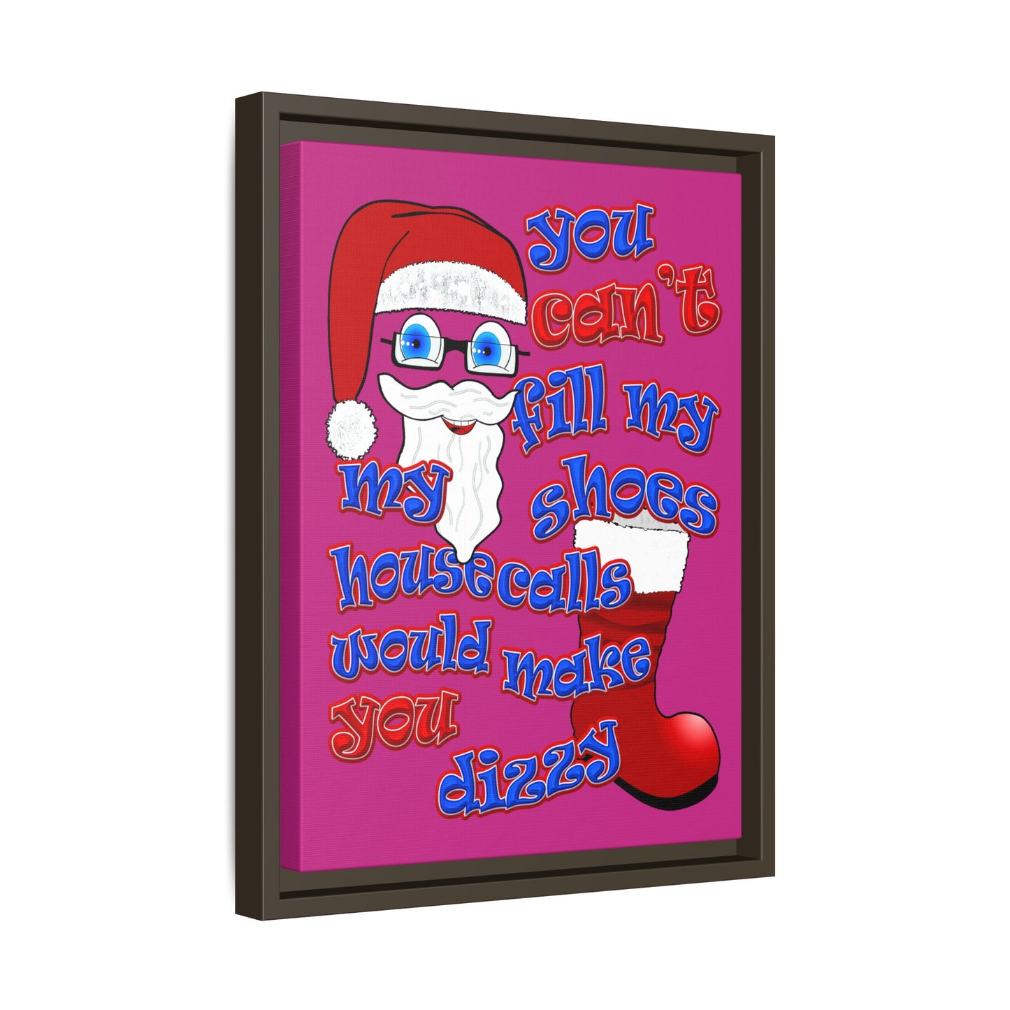 santa's shoes - framed canvas art (pink)