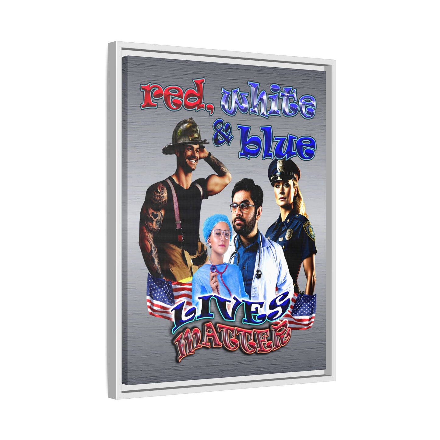 rw&b lives matter - framed canvas art (brushed nickel)