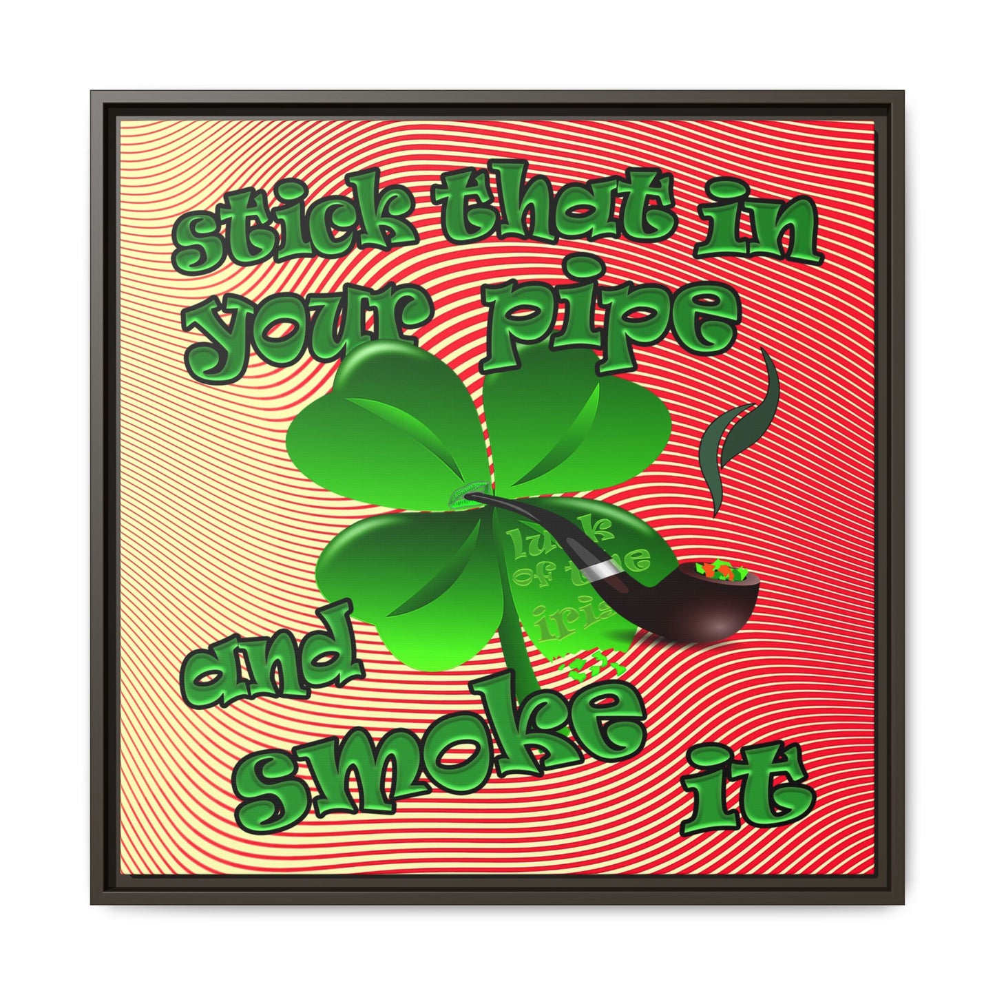 stick that in your pipe and smoke it - framed canvas art (yellow-orange wave)