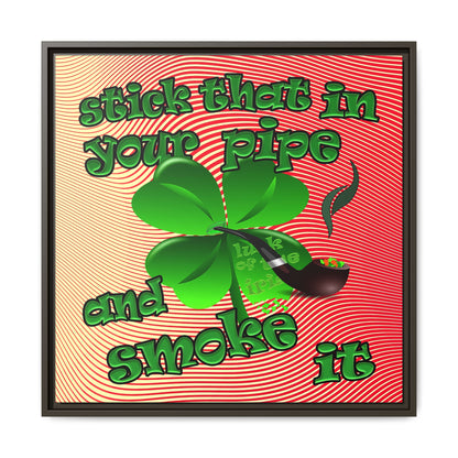 stick that in your pipe and smoke it - framed canvas art (yellow-orange wave)
