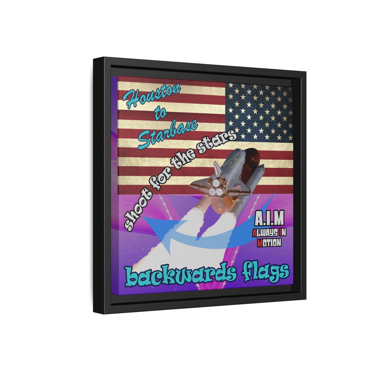 shoot for the stars - framed canvas art (purple-pink wave)