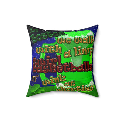 celtics logo - Spun Polyester Square Pillow - ('snoops' background)