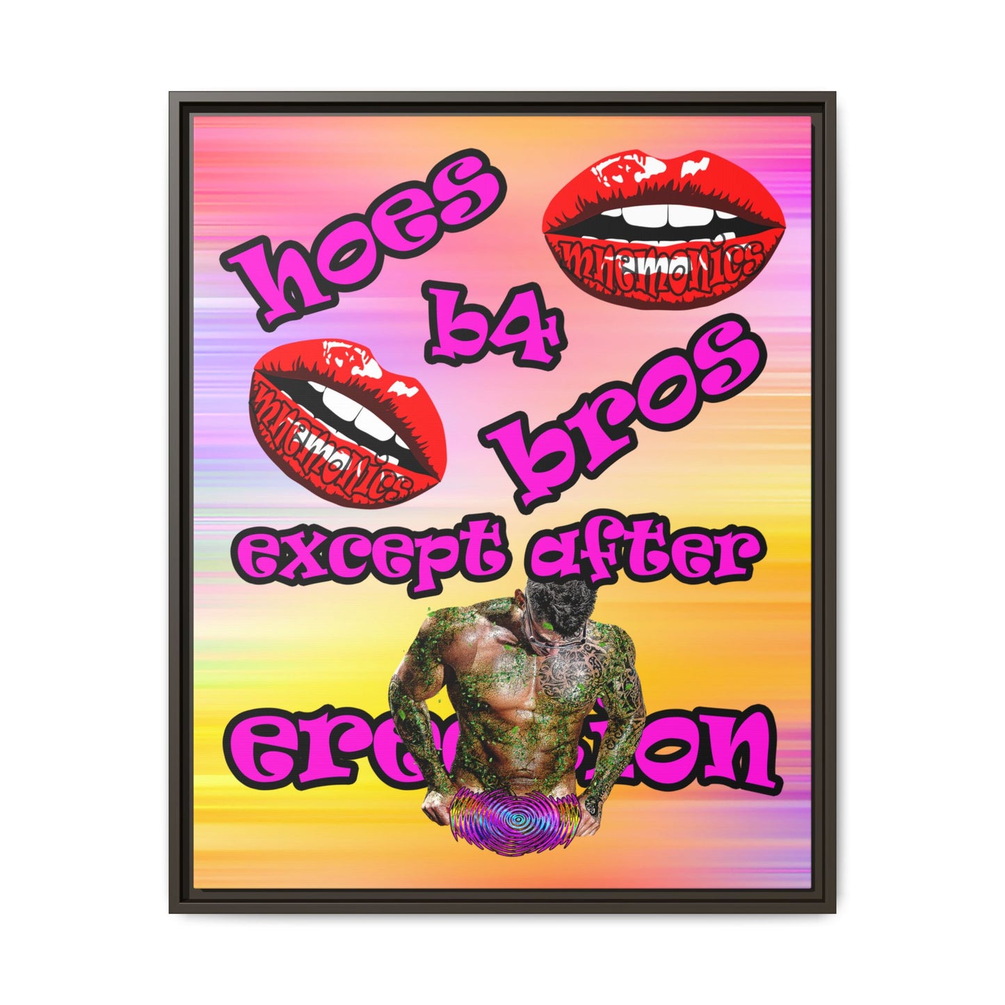 hoes b4 bros - framed canvas art (color blur)