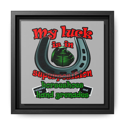 my luck - framed canvas art (light grey)