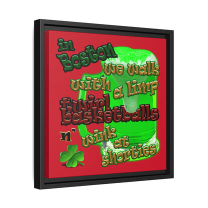 celtics logo - framed canvas art (dark red)