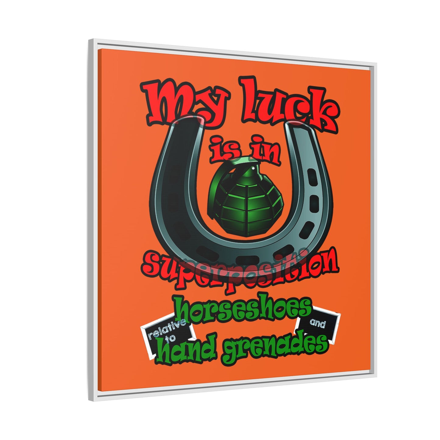 my luck - framed canvas art (orange)