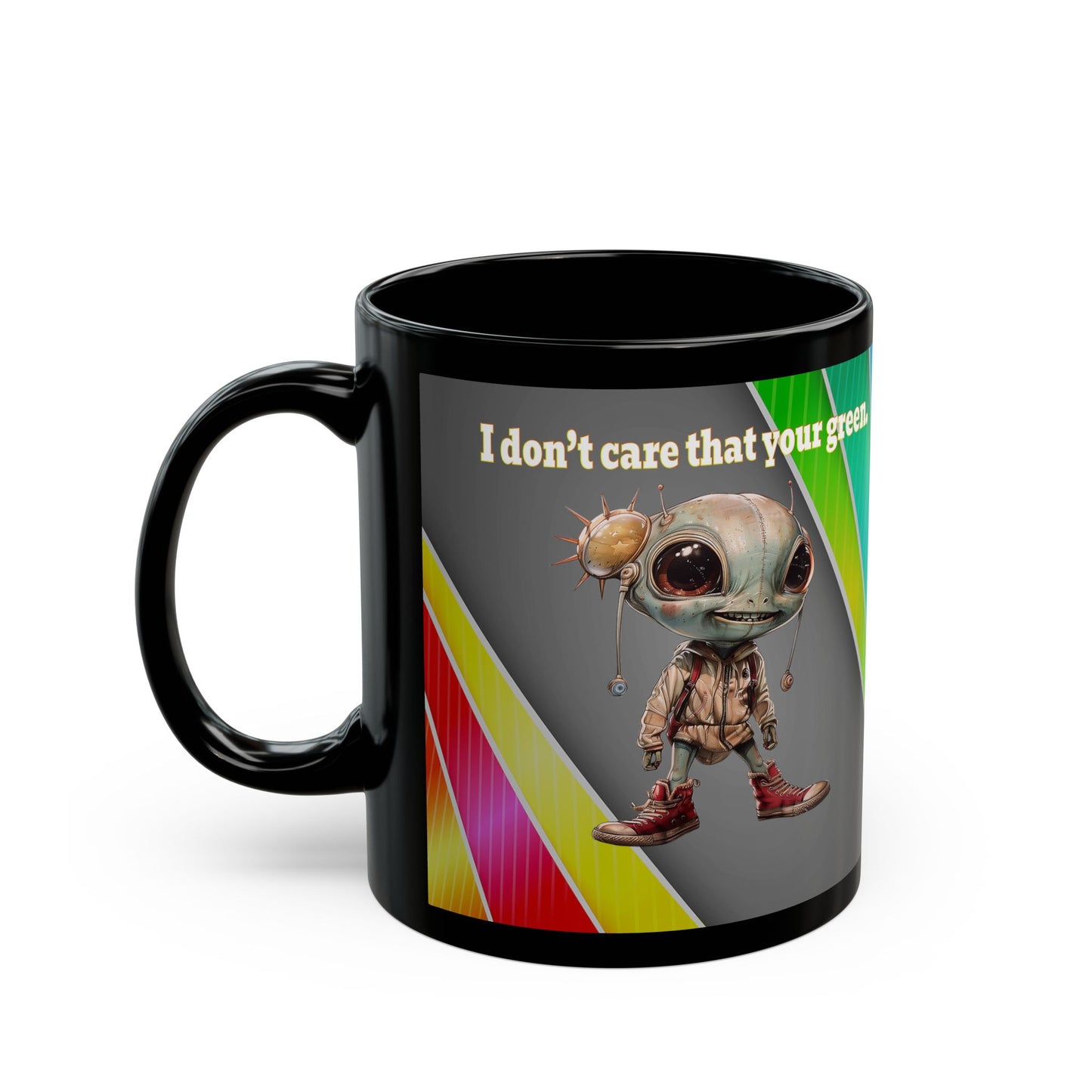 I don't care that your grey - Black Mug (rainbow split)