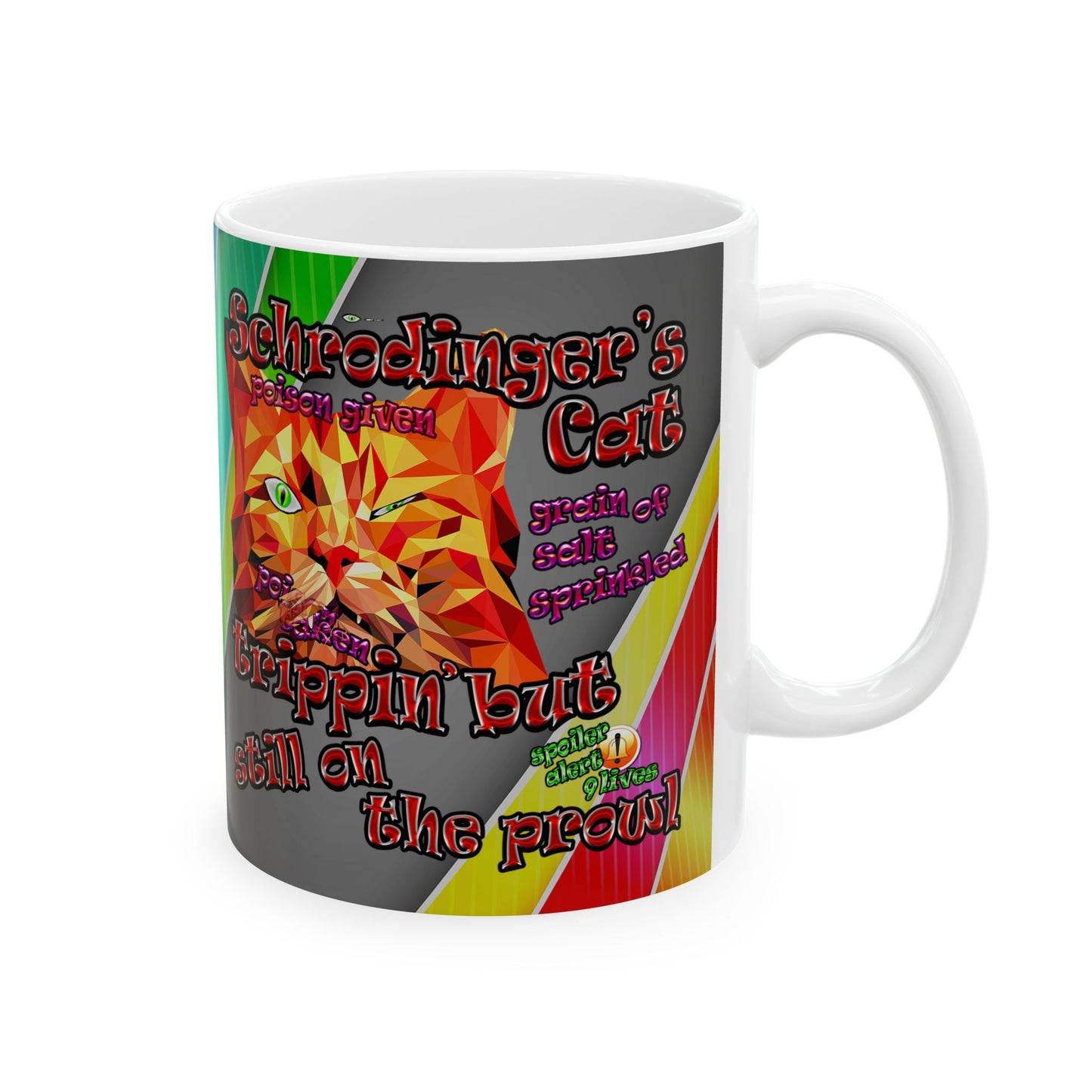 schrodinger's cat - White Mug (rainbow split)
