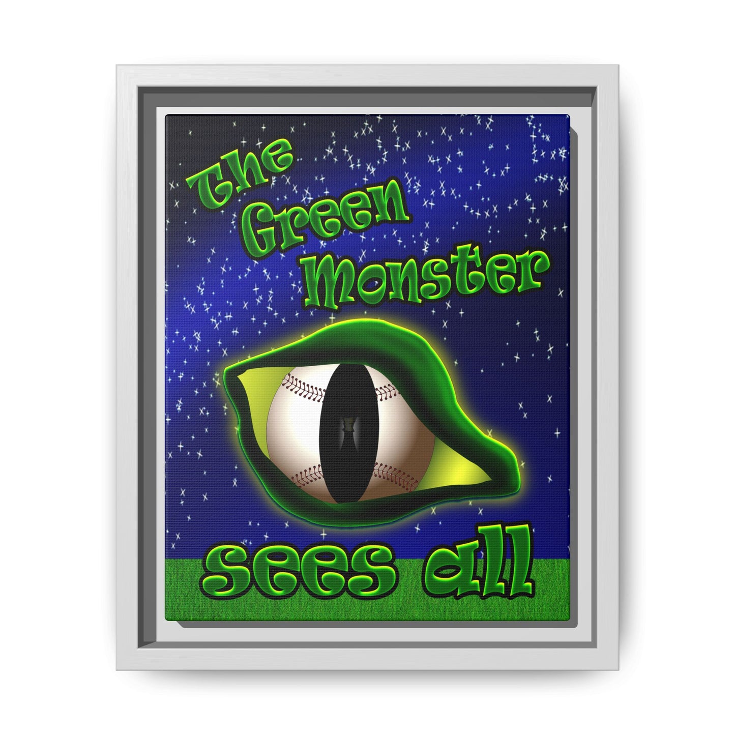 green monster - framed canvas art ('snoops' background)
