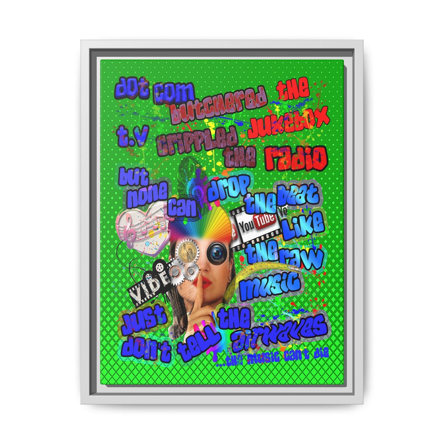 drop the beat - framed canvas art (logo green)