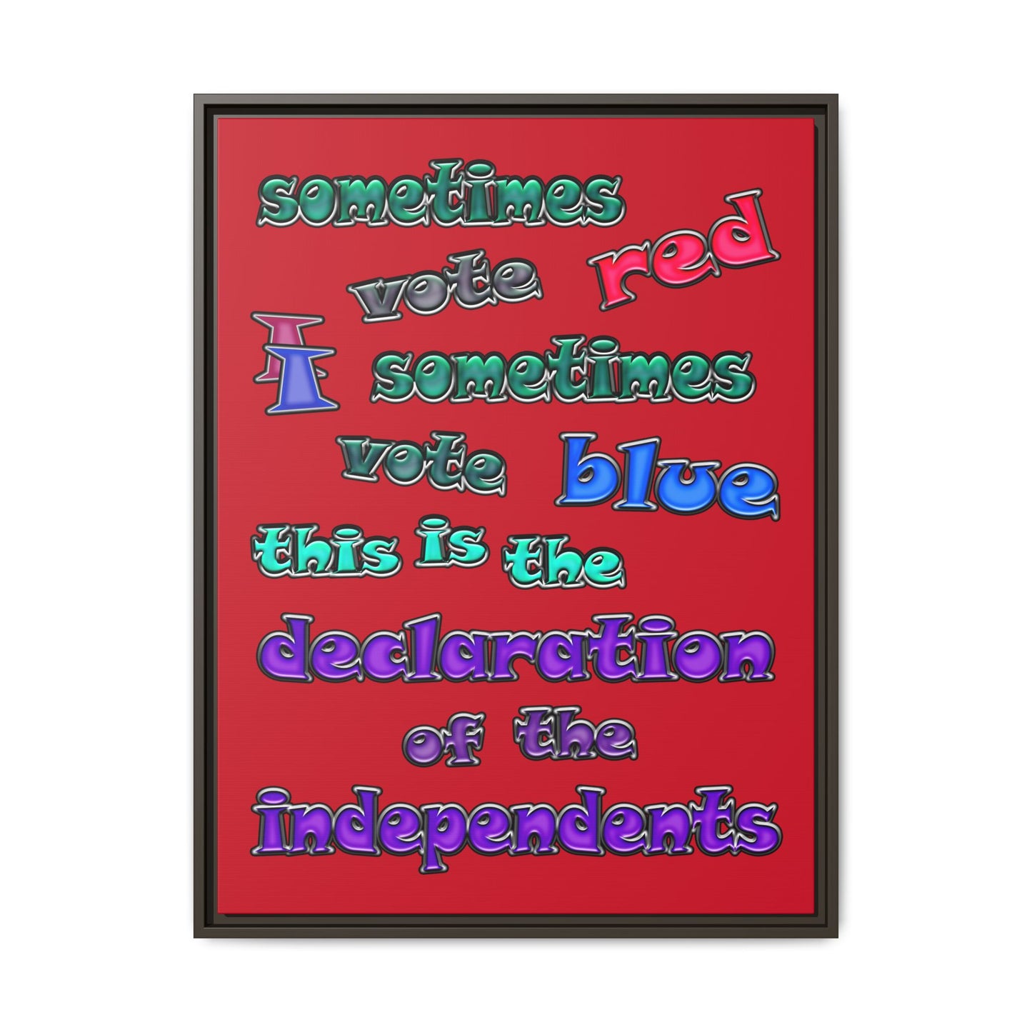 declaration of the independents - framed canvas art (dark red)