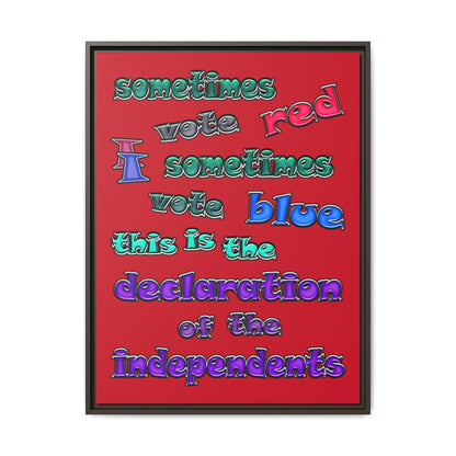 declaration of the independents - framed canvas art (dark red)