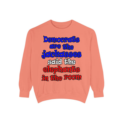 donkeys and elephants - Unisex Garment-Dyed Sweatshirt
