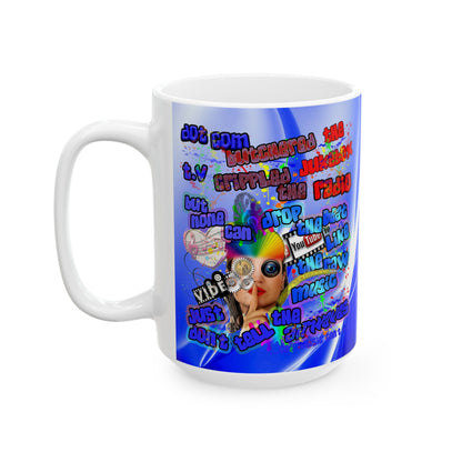 drop the beat - White Mug (blue-white wave)