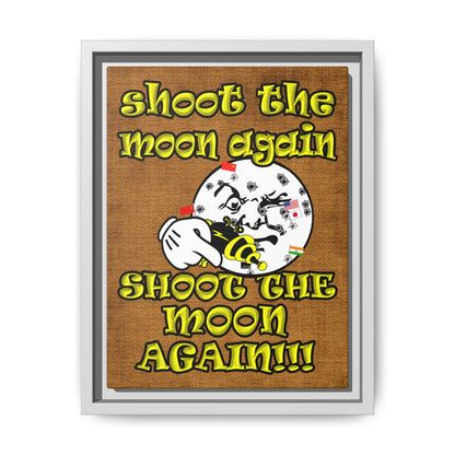 shoot the moon again - framed canvas art (brown papyrus)