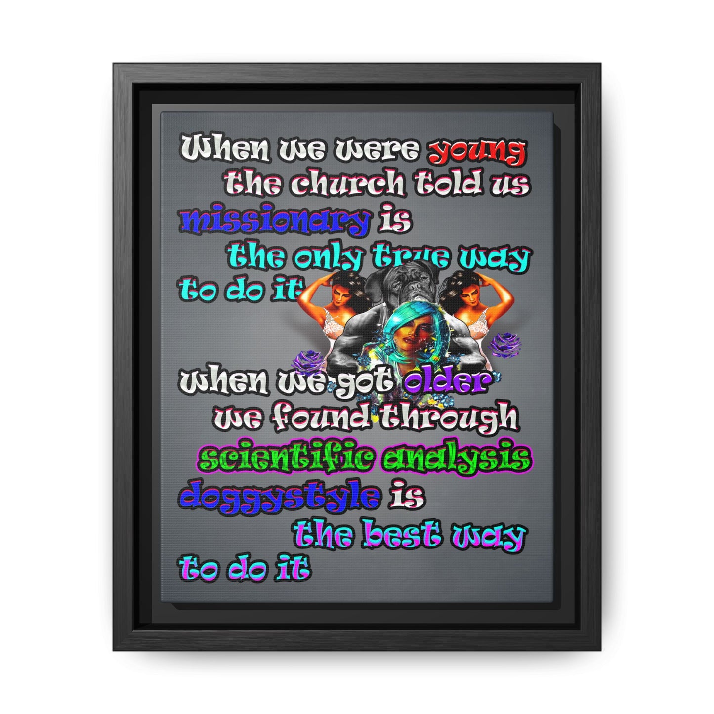 doggystyle - framed canvas art (grey-light grey)