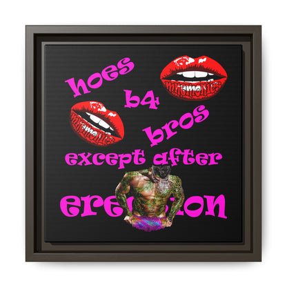 hoes b4 bros - framed canvas art (black)