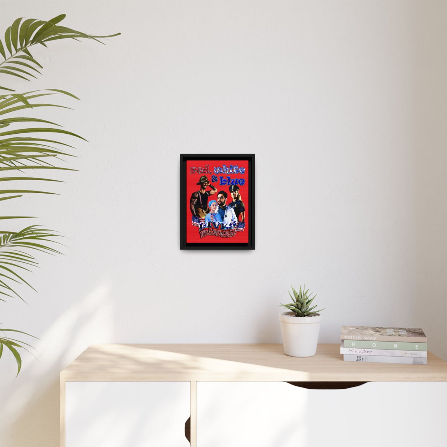 rw&b lives matter - framed canvas art (red)
