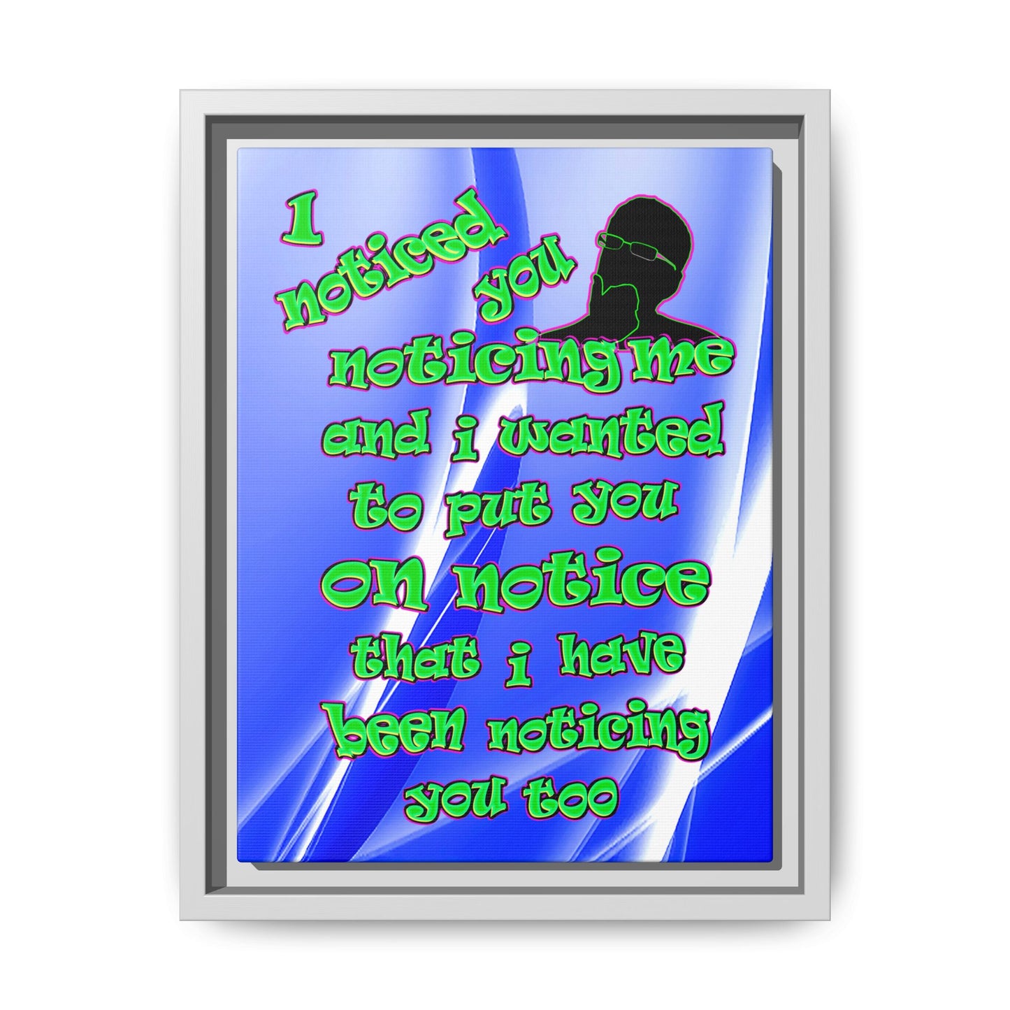 noticed you noticing - framed canvas art (blue-white wave)