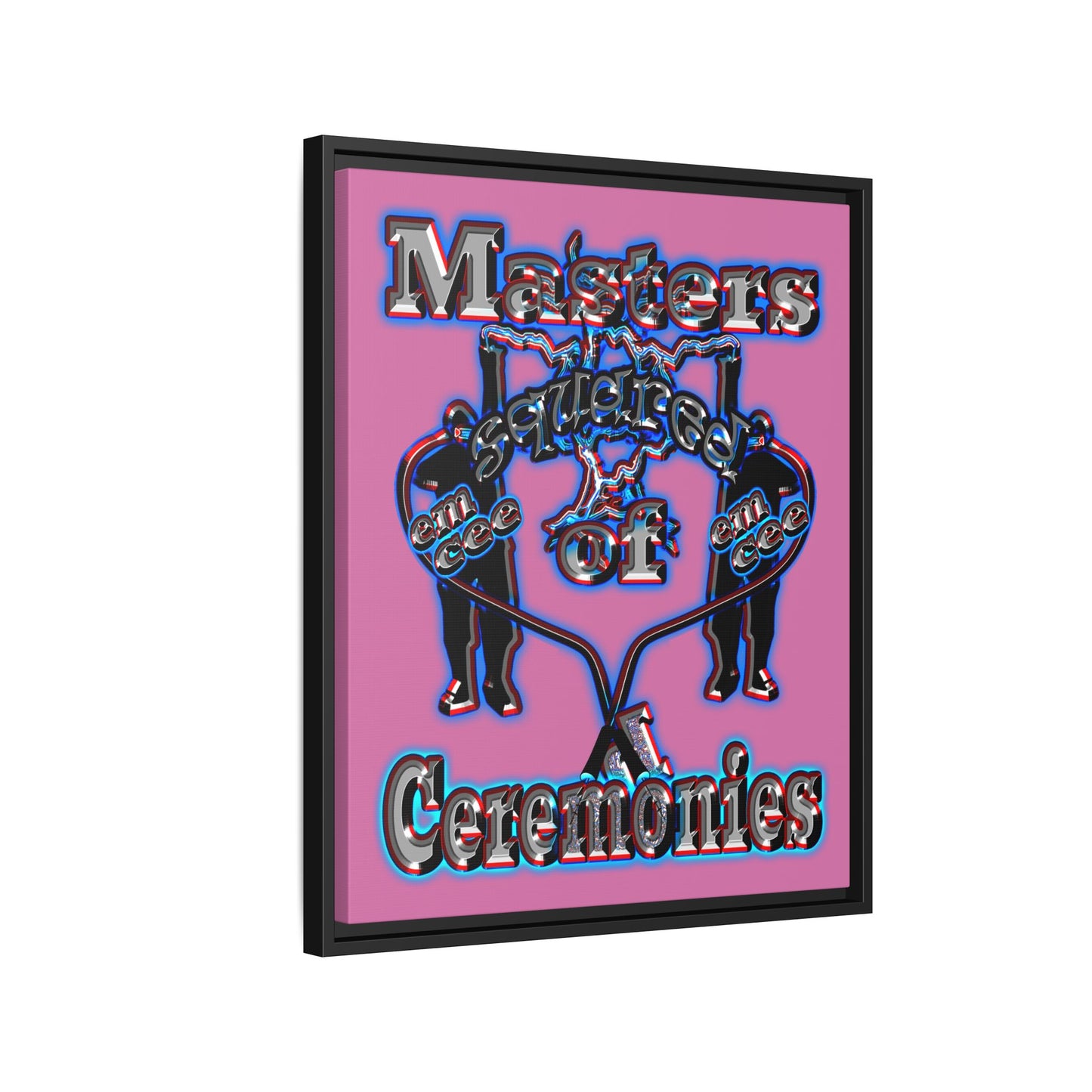 em cee squared - framed canvas art (light pink)