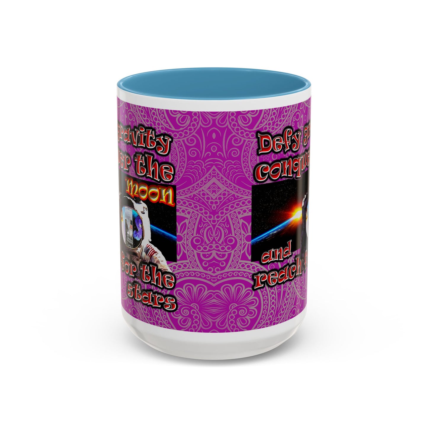 defy conquer reach - Accent Mug (pink swirl)