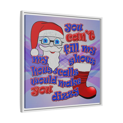 santa's shoes - framed canvas art (light blue-pink wave)