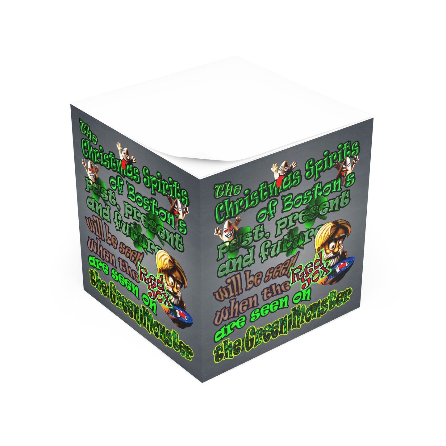 christmas spirits of boston - note cube (grey-light grey)