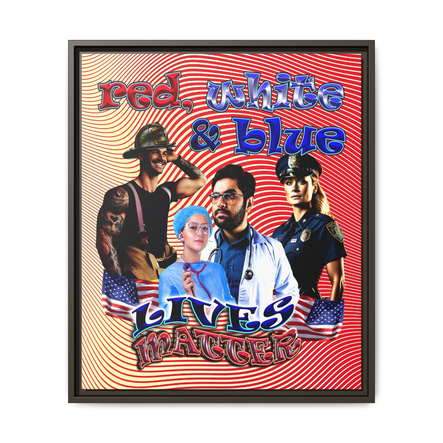 rw&b lives matter - framed canvas art (yellow-orange wave)