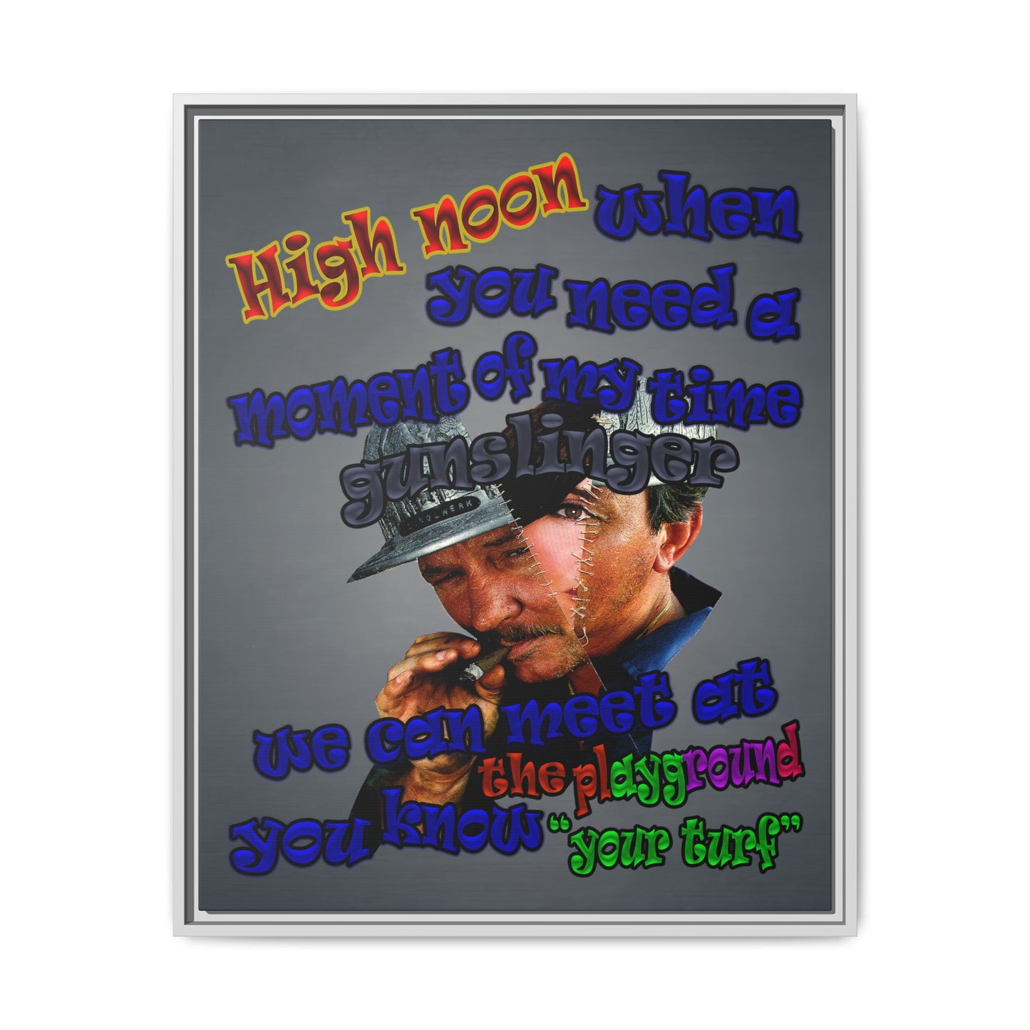 high noon - framed canvas art (grey-light grey)