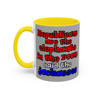 donkeys and elephants - Accent Mug (light grey)