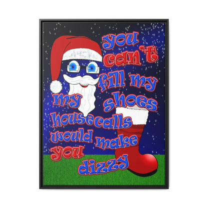 santa's shoes - framed canvas art ('snoops' background)