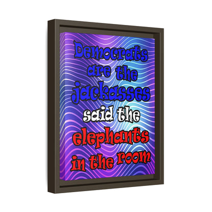 donkeys and elephants - framed canvas art (purple wave)