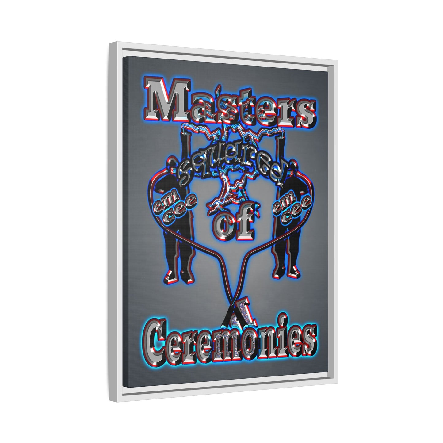 em cee squared - framed canvas art (grey-light grey)