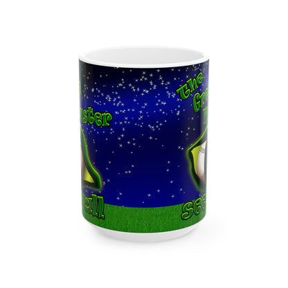 green monster - White Mug ('snoops' background)