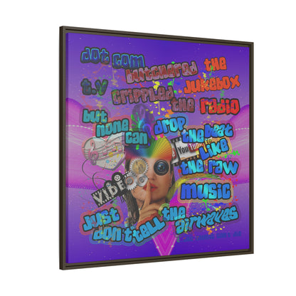 drop the beat - framed canvas art (purple-pink wave)