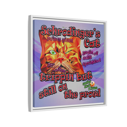 schrodinger's cat - framed canvas art (light blue-pink wave)