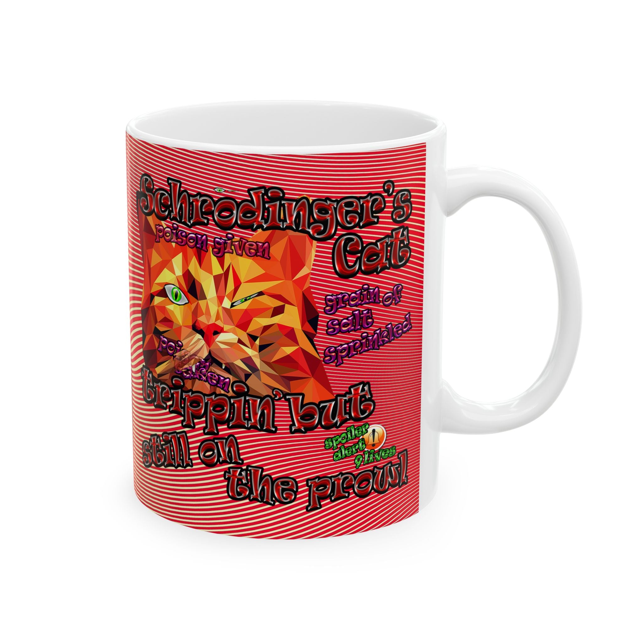 schrodinger's cat - White Mug (yellow-orange wave)