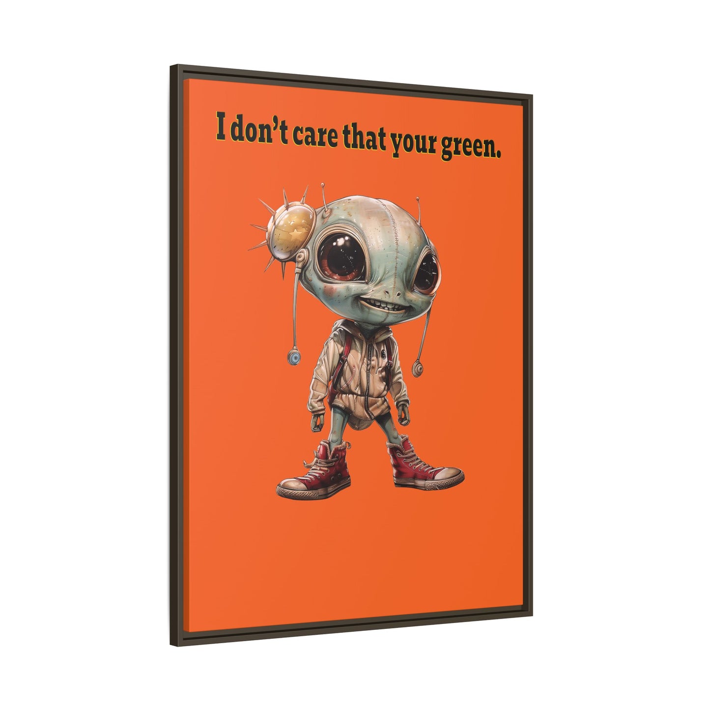 I don't care that your green - framed canvas art (orange)