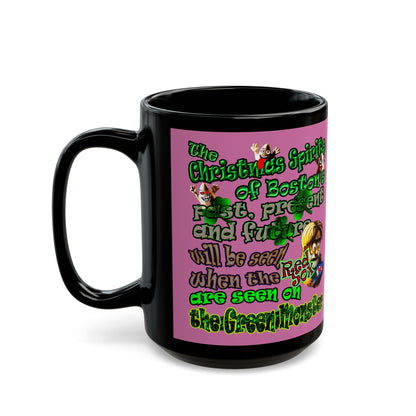 christmas spirits of boston - Black Mug (light pink)