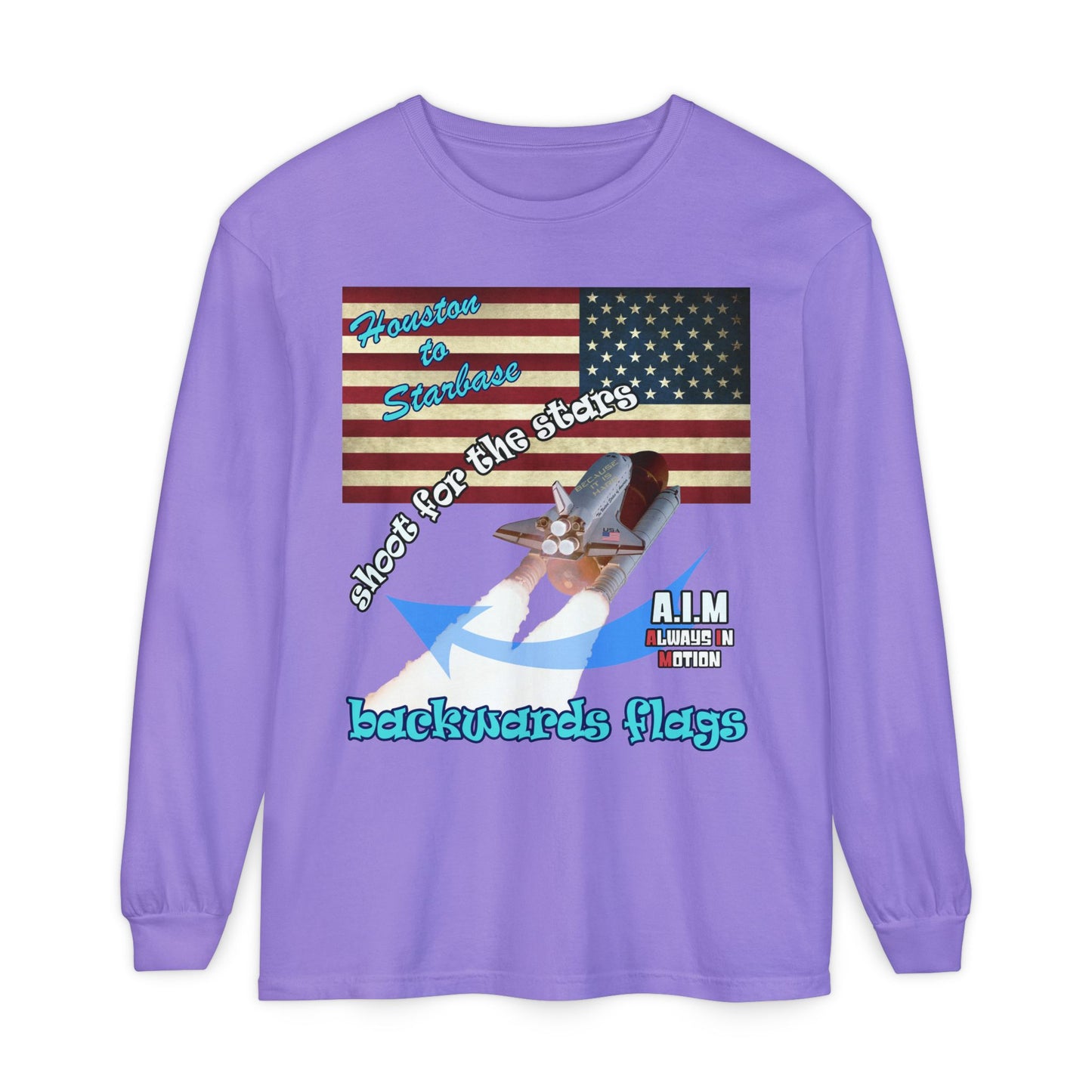 shoot for the stars - Unisex Garment-dyed Long Sleeve T-Shirt