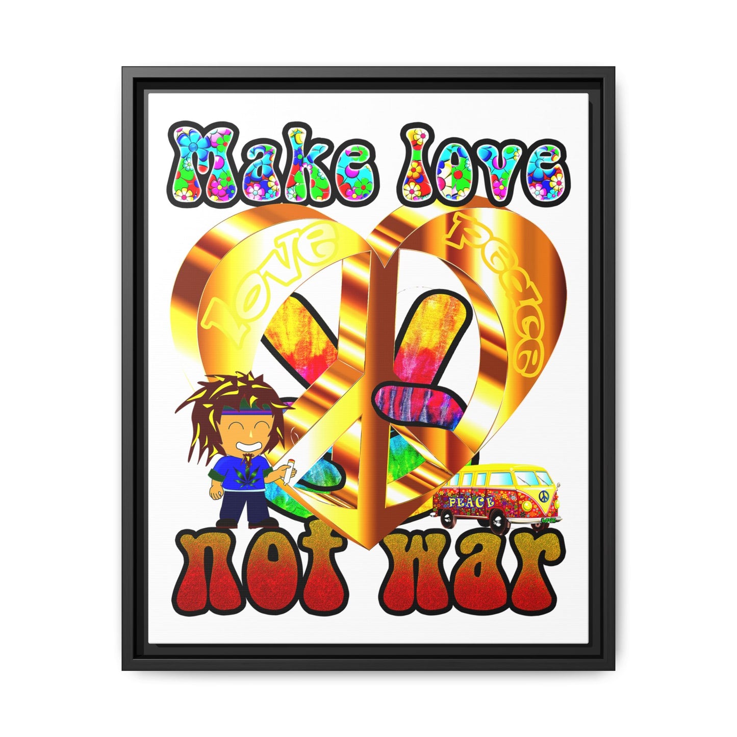 love peace - framed canvas art (white)