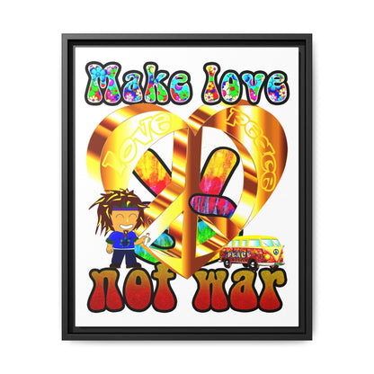 love peace - framed canvas art (white)