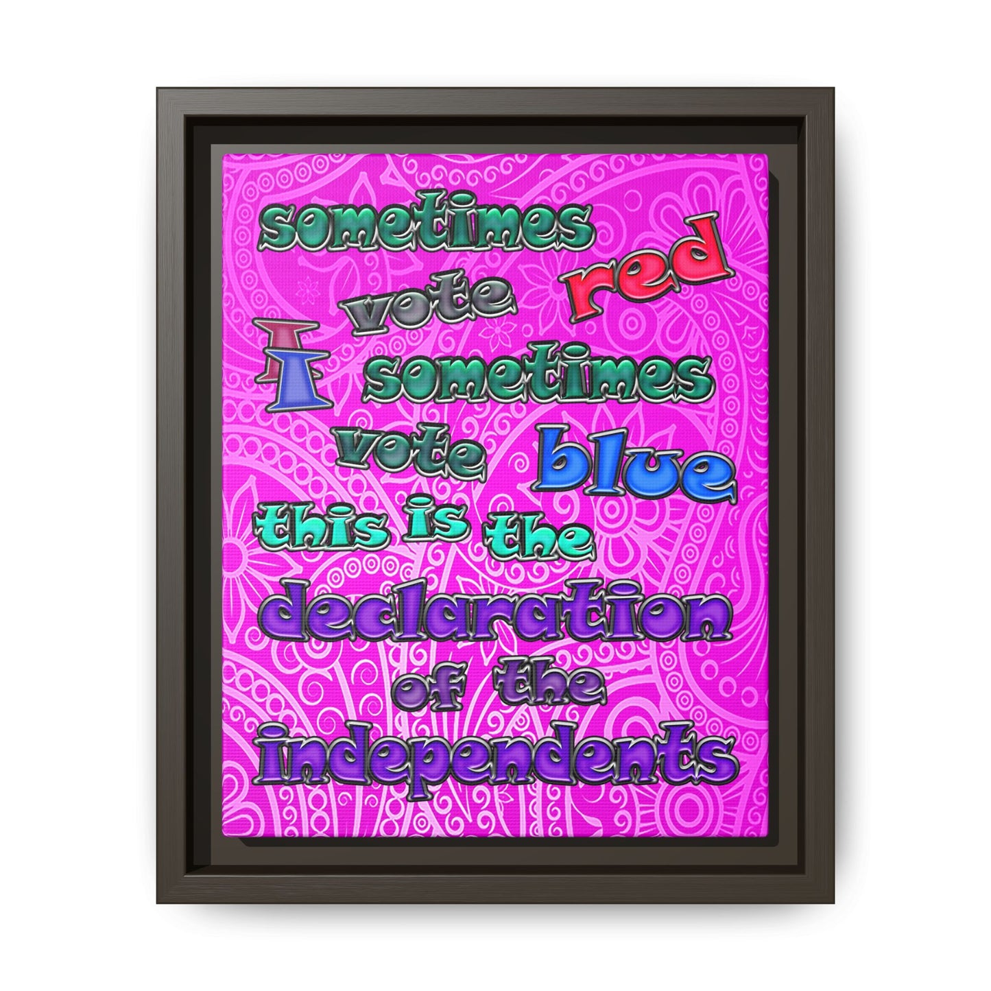 declaration of the independents - framed canvas art (pink swirl)